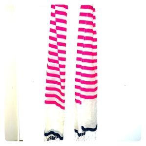 Vintage hot pink and white striped scarf